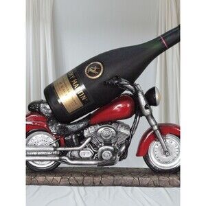 DWK 13" Easy Rider Cherry Red Motorcycle Wine Beer Bottle Holder Biker Statue